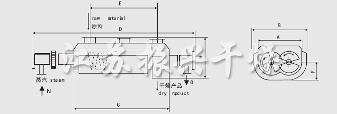 JYG系列空(kōng)心槳葉幹燥機安裝結構圖
